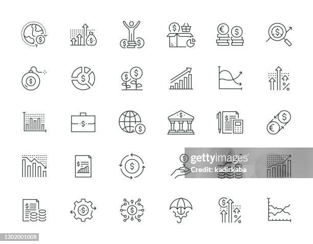 stockillustraties, clipart, cartoons en iconen met economy thin line-serie - zaken en financiën