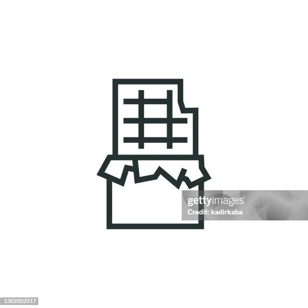 chocolate bar line icon - candy wrapper stock illustrations