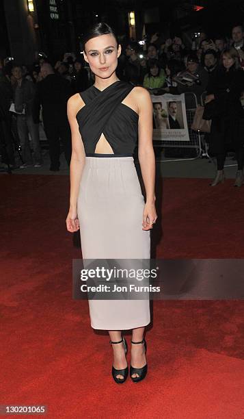 Keira Knightley attends the screening of A Dangerous Method at The 55th BFI London Film Festival at on October 24, 2011 in London, England.