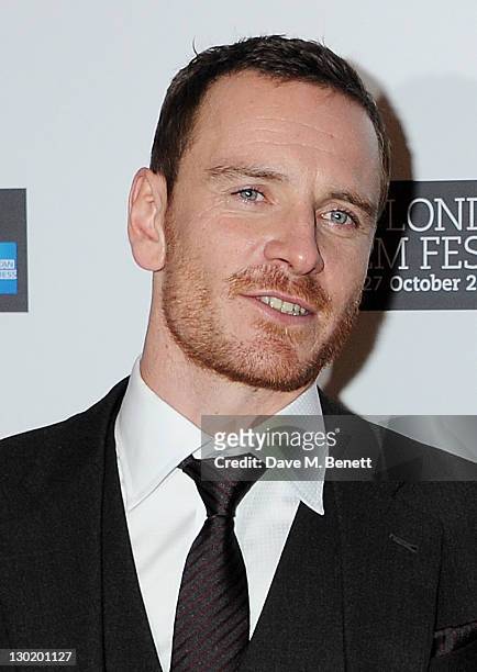 Actor Michael Fassbender attends the Premiere of 'A Dangerous Method' during the 55th BFI London Film Festival at Odeon West End on October 24, 2011...