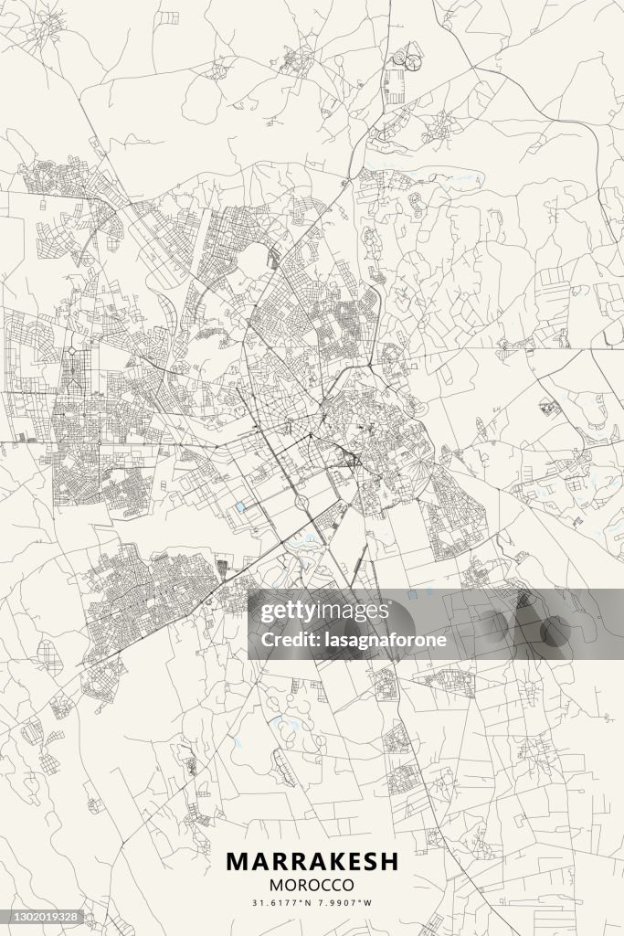 Marrakesh, Morocco Vector Map