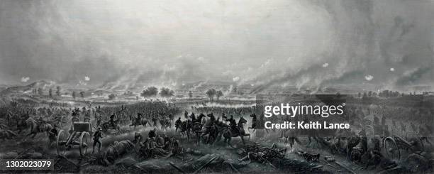 illustrazioni stock, clip art, cartoni animati e icone di tendenza di battaglia di gettysburg, 1863 - campo di battaglia