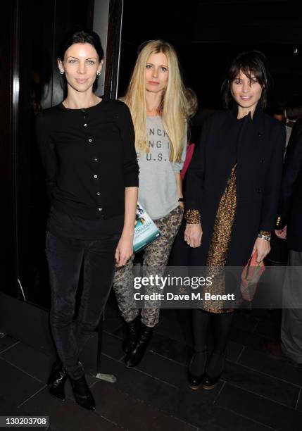 Liberty Ross, Laura Bailey and Sheherazade Goldsmith attend an after party celebrating Press Night of 'Death And The Maiden' at Mint Leaf Restaurant...