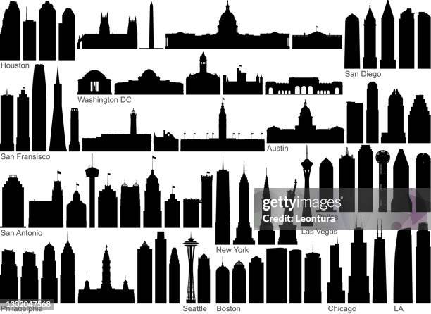 ilustrações, clipart, desenhos animados e ícones de monumentos americanos - philadelphia skyline