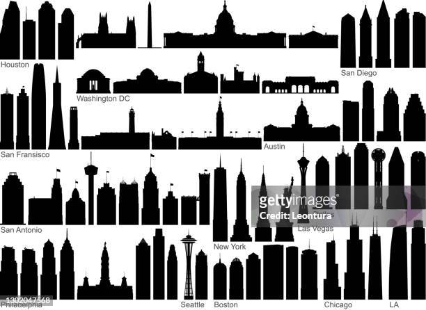 american monuments - washington dc skyline vector stock illustrations