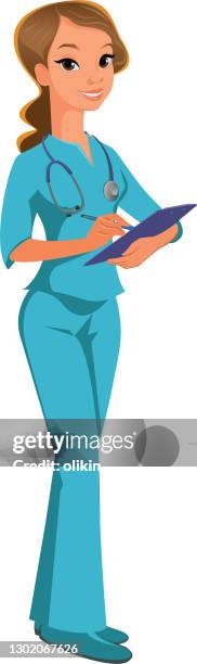 medical worker making notes - pediatrician office stock illustrations