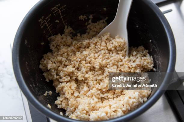 brown rice - naturreis stock-fotos und bilder