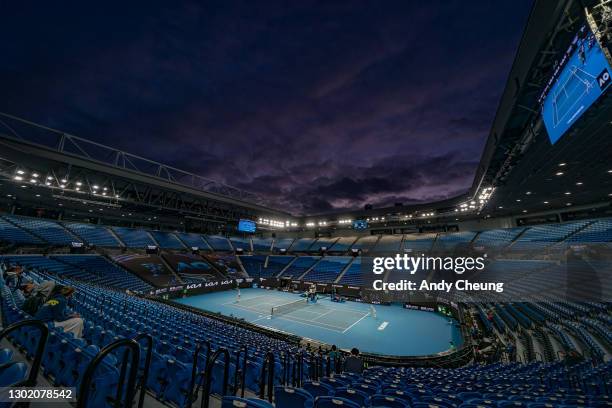 General view of Rod Laver Arena during the Women's Singles fourth round match between Simona Halep of Romania and Iga Swiatek of Poland during day...