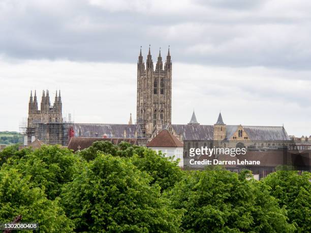 a view of canterbury cathedral - canterbury cathedral stock pictures, royalty-free photos & images