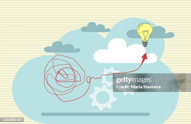 ilustrações, clipart, desenhos animados e ícones de simplificando o complexo, a clareza da confusão ou o caminho. vetor - problemas de comunicação