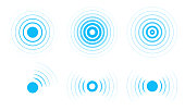 Radar vector icons. Signal concentric circles. Sonar sound waves isolated on white background.