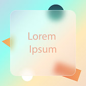 Glass effect background with rectangle for text Lorem Ipsum. Glassmorphism.