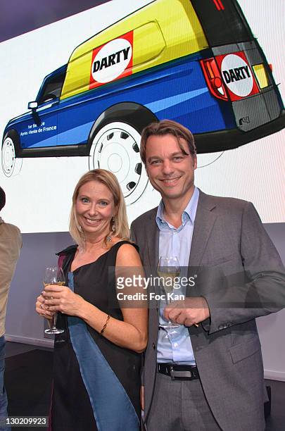 Birgit Lohmann from 'designboom.com' and Renault Design Director Laurens Van den Acker attend the 'Renault 4 L - 50th Anniversary Celebration and...