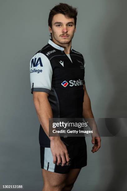 Mateo Carreras poses for a portrait during the Newcastle Falcons squad photo call for the 2020-21 Gallagher Premiership Rugby season on February 10,...