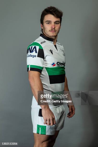 Mateo Carreras poses for a portrait during the Newcastle Falcons squad photo call for the 2020-21 Gallagher Premiership Rugby season on February 10,...