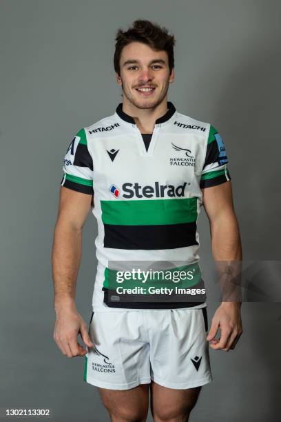 Mateo Carreras poses for a portrait during the Newcastle Falcons squad photo call for the 2020-21 Gallagher Premiership Rugby season on February 10,...