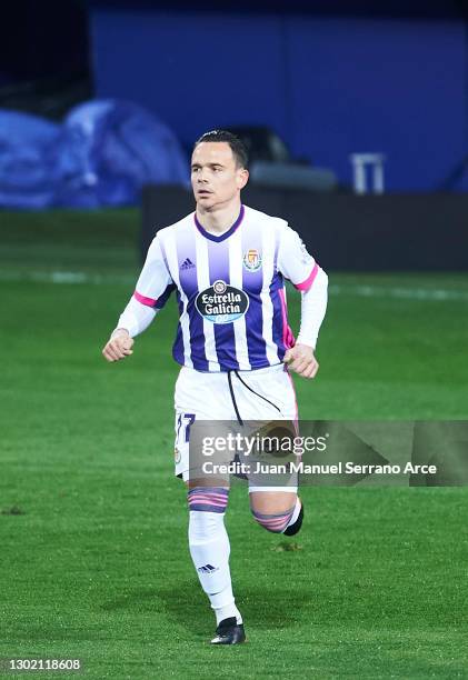 Roque Mesa of Real Valladolid CF celebrates after scoring goal during the La Liga Santander match between SD Eibar and Real Valladolid CF at Estadio...