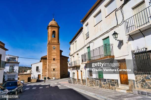 nuestra señora de la anunciación church in aldeire, granada province - spain - poble espanyol stockfoto's en -beelden