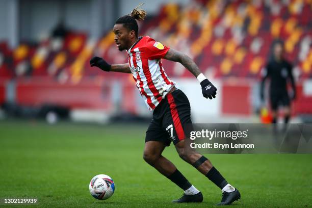 Ivan Toney of Brentford in action during the Sky Bet Championship match between Brentford and Barnsley at Brentford Community Stadium on February 14,...