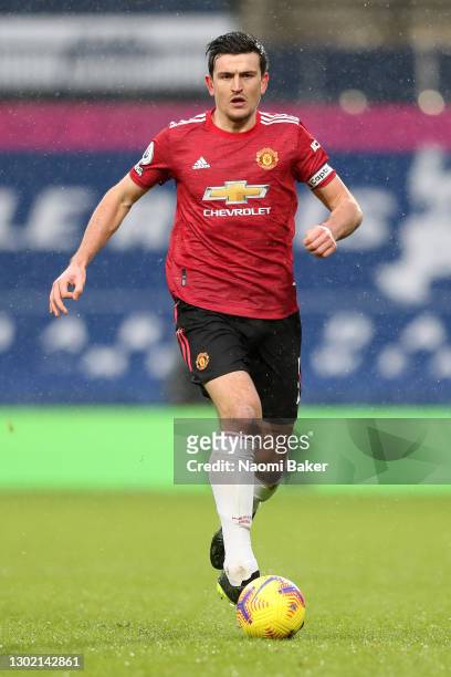 Harry Maguire of Manchester United in action during the Premier League match between West Bromwich Albion and Manchester United at The Hawthorns on...