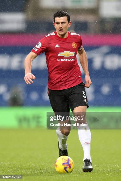 Harry Maguire of Manchester United in action during the Premier League match between West Bromwich Albion and Manchester United at The Hawthorns on...