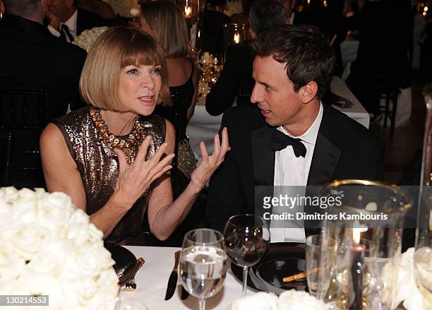 Anna Wintour and Seth Meyers attend an evening with Ralph Lauren hosted by Oprah Winfrey and presented at Lincoln Center on October 24, 2011 in New...