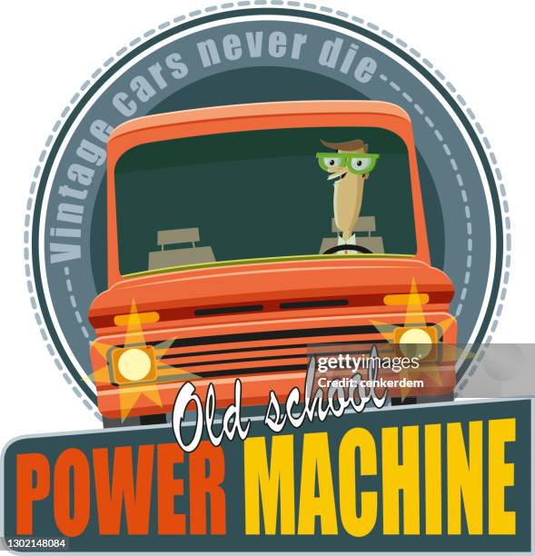 vintage car sticker - making memories stock illustrations