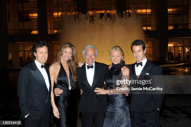 David Lauren, Dylan Lauren, Designer Ralph Lauren, Ricky Lauren and Andrew Lauren attend an evening with Ralph Lauren hosted by Oprah Winfrey and...