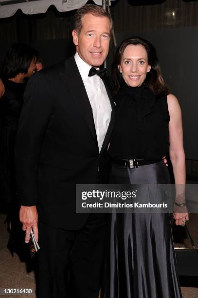 Brian Williams and Jane Williams attend an evening with Ralph Lauren hosted by Oprah Winfrey and presented at Lincoln Center on October 24, 2011 in...