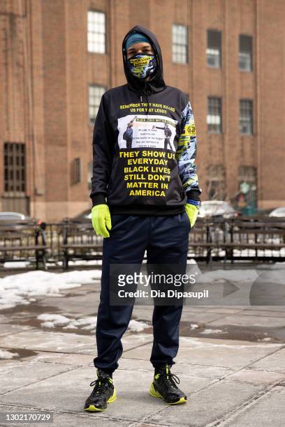 Fashion designer Jason Christopher Peters poses during New York Fashion Week on February 14, 2021 in New York City.