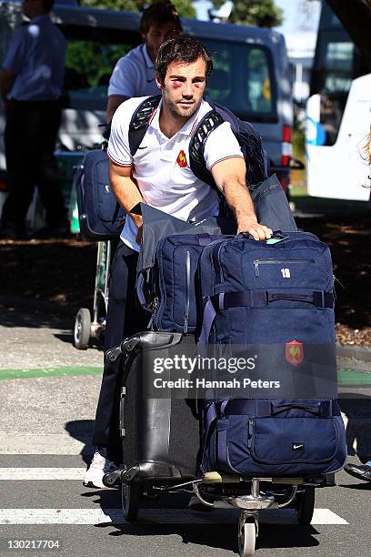 Morgan Parra of the France 2011 IRB Rugby World Cup squad departs Auckland International Airport on October 25, 2011 in Auckland, New Zealand.