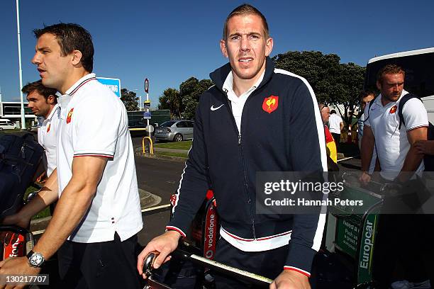 Imanol Harinodoquy of the France 2011 IRB Rugby World Cup squad departs Auckland International Airport on October 25, 2011 in Auckland, New Zealand.