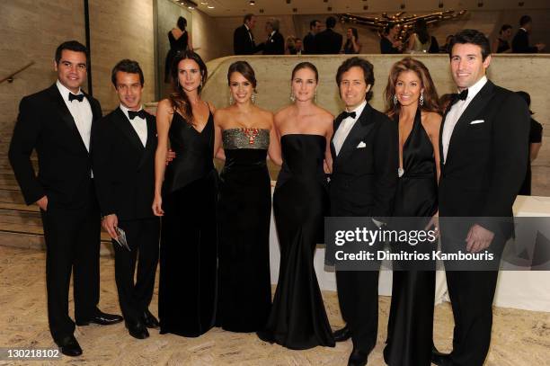 Cash Warren, Andrew Lauren, Laetitia Queyranne, Jessica Alba, Lauren Bush, David Lauren, Dylan Lauren and Paul Arrouet attend an evening with Ralph...