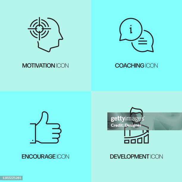 mentoring and training related line icons. outline vector symbol illustration. - teaching assistant stock illustrations