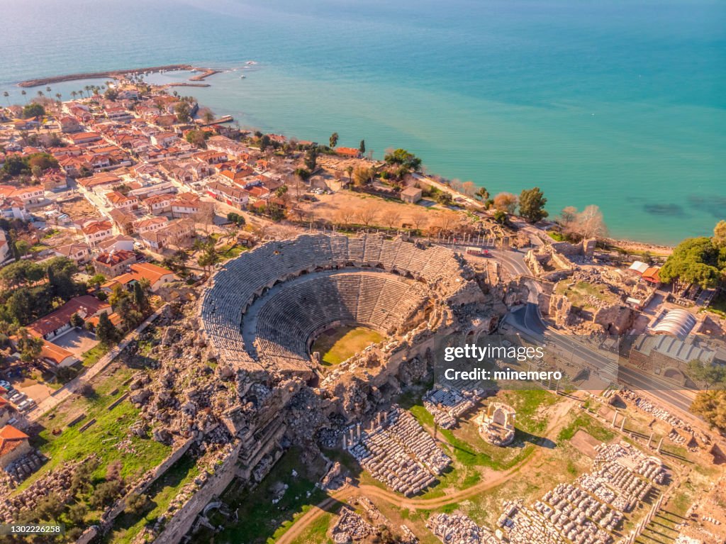 Luftaufnahme von Side in Antalya, Türkei