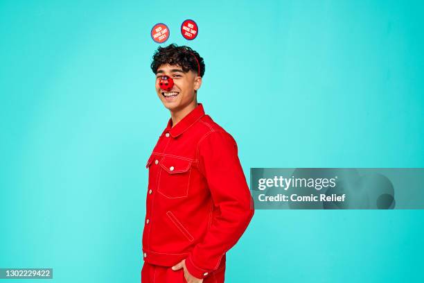 Television presenter, Karim Zeroual wearing a Red Nose Day 2021 nose on October 23,2020 in London, England. Red Nose Day takes place on March 19th...