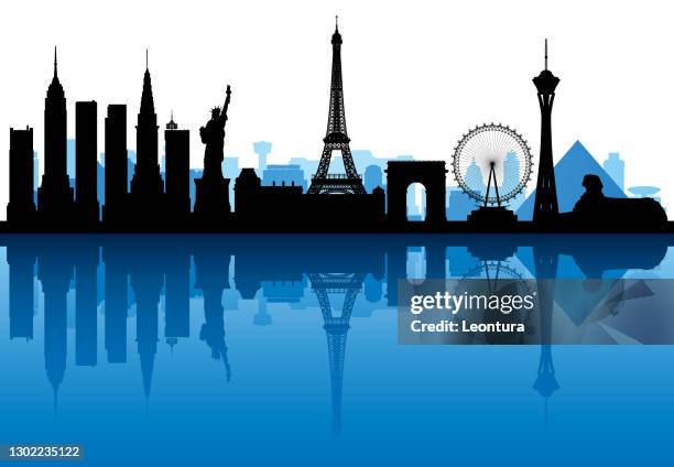 las vegas (all buildings are complete and moveable) - las vegas vector stock illustrations