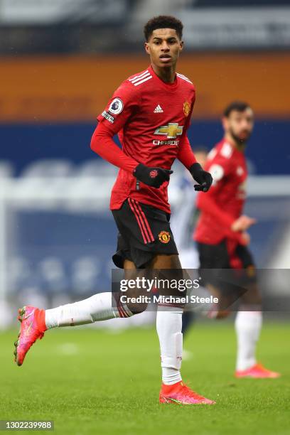 Marcus Rashford of Manchester United during the Premier League match between West Bromwich Albion and Manchester United at The Hawthorns on February...