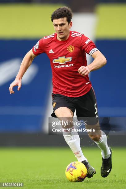 Harry Maguire of Manchester United during the Premier League match between West Bromwich Albion and Manchester United at The Hawthorns on February...