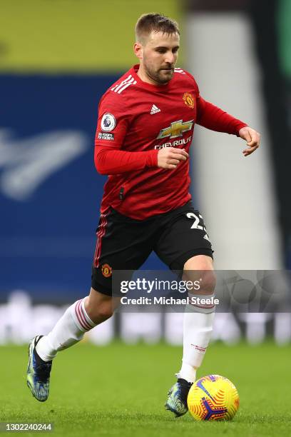 Luke Shaw of Manchester United during the Premier League match between West Bromwich Albion and Manchester United at The Hawthorns on February 14,...