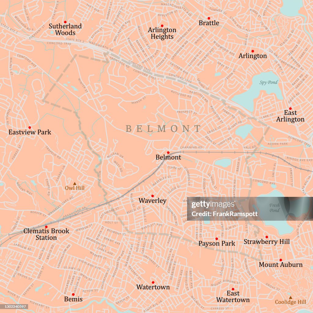 MA Middlesex Belmont Vector Road Map
