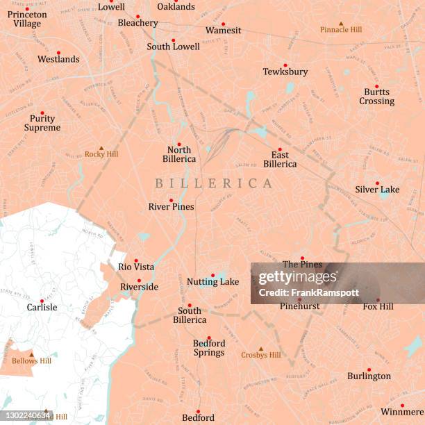 ma middlesex billerica vector road map - solano county stock illustrations