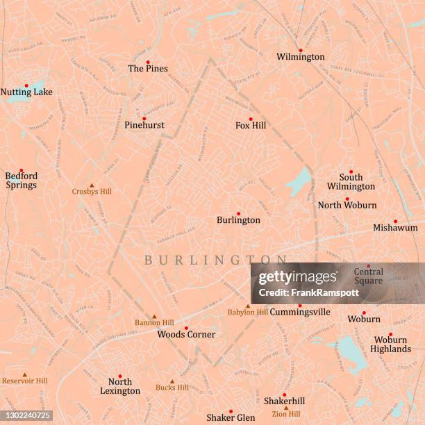 ma middlesex burlington vector road map - woburn massachusetts stock illustrations