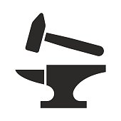 Blacksmith icon. Anvil and hammer.