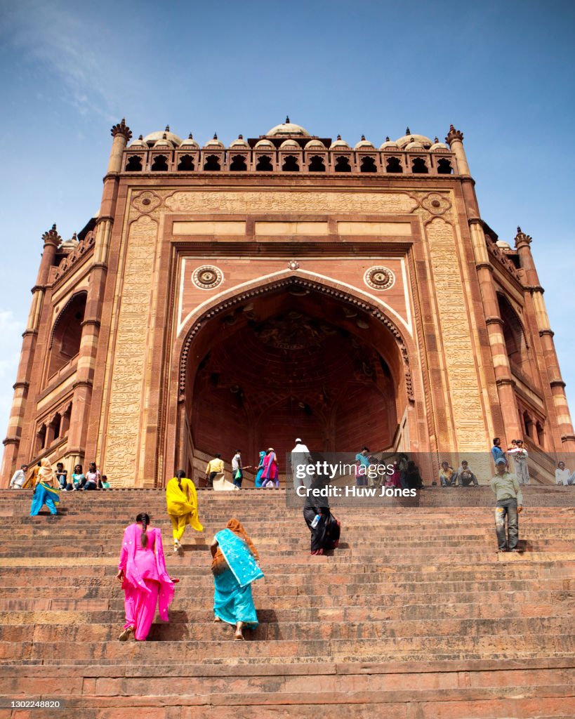 Steps up to the Buland Darwaza, Jama Masjid Mosque, Agra, India