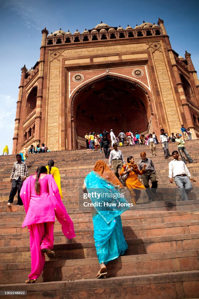 Steps up to the Buland Darwaza, Jama Masjid Mosque, Agra, India