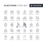 Elections Editable Stroke Line Icons