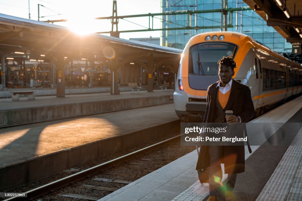 Man at a train station