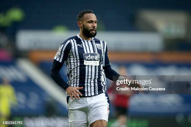Kyle Bartley of West Bromwich Albion looks on during the Premier League match between West Bromwich Albion and Manchester United at The Hawthorns on...