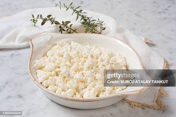 fresh ricotta cheese - curd cheese stock pictures, royalty-free photos & images